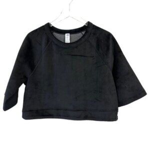 New Balance | Black Velour Reversible Crew Neck Crop Sweatshirt Size Medium